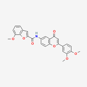 molecular formula C27H21NO7 B12207251 N-[2-(3,4-dimethoxyphenyl)-4-oxo-4H-chromen-6-yl]-7-methoxy-1-benzofuran-2-carboxamide 