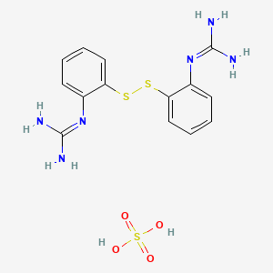 molecular formula C14H18N6O4S3 B1220726 2-[2-[[2-(Diaminomethylideneamino)phenyl]disulfanyl]phenyl]guanidine;sulfuric acid CAS No. 6968-00-9