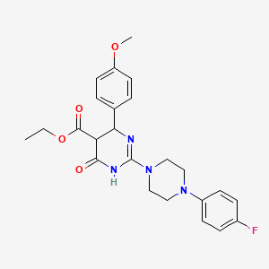 molecular formula C24H27FN4O4 B12207314 Ethyl 2-(4-(4-fluorophenyl)piperazin-1-yl)-6-(4-methoxyphenyl)-4-oxo-1,4,5,6-tetrahydropyrimidine-5-carboxylate 