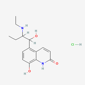 molecular formula C15H21ClN2O3 B1220737 5-(1-Hydroxy-2-ethylaminobutyl)-8-hydroxycarbostyril CAS No. 59828-06-7