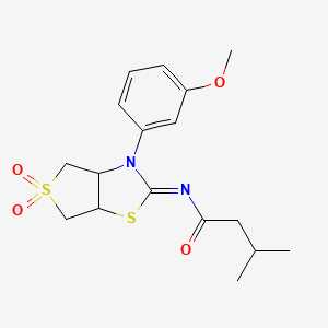 molecular formula C17H22N2O4S2 B12207395 N-[(2Z)-3-(3-methoxyphenyl)-5,5-dioxidotetrahydrothieno[3,4-d][1,3]thiazol-2(3H)-ylidene]-3-methylbutanamide 