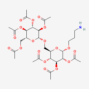 molecular formula C29H43NO18 B1220750 [(2R,3R,4S,5R,6R)-3,4,5-triacetyloxy-6-[[(2R,3R,4S,5R,6S)-3,4,5-triacetyloxy-6-(3-aminopropoxy)oxan-2-yl]methoxy]oxan-2-yl]methyl acetate CAS No. 130495-62-4