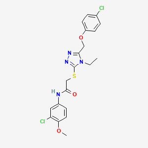 molecular formula C20H20Cl2N4O3S B12207820 N-(3-chloro-4-methoxyphenyl)-2-({5-[(4-chlorophenoxy)methyl]-4-ethyl-4H-1,2,4-triazol-3-yl}sulfanyl)acetamide 