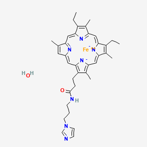 3-(8,13-diethyl-3,7,12,17-tetramethylporphyrin-21,22-diid-2-yl)-N-(3-imidazol-1-ylpropyl)propanamide;iron(2+);hydrate