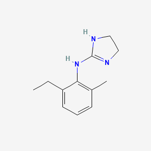 molecular formula C12H17N3 B1220798 2-(2-Ethyl-6-methylphenylimino)-2-imidazolidine hydrochloride CAS No. 59772-30-4