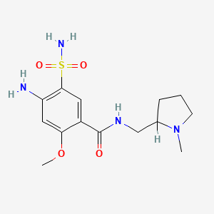 molecular formula C14H22N4O4S B1220799 N-[(1-Methyl-2-pyrrolidinyl)methyl]-2-methoxy-4-amino-5-sulfamoylbenzamide CAS No. 63031-48-1