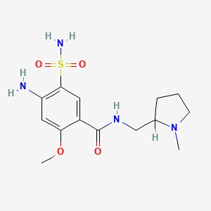 molecular formula C14H22N4O4S B1220799 N-(1-Methylpyrrolidylmethyl)-2-methoxy-4-amino-5-sulfamoylbenzamide CAS No. 63031-48-1