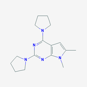 molecular formula C16H23N5 B122080 6,7-Dimethyl-2,4-di-1-pyrrolidinyl-7H-pyrrolo(2,3-d)pyrimidine CAS No. 157013-32-6