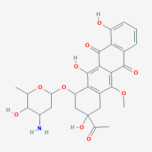 molecular formula C27H29NO10 B1220802 3-Acetyl-3,10,12-trihydroxy-5-methoxy-6,11-dioxo-1,2,3,4,6,11-hexahydrotetracen-1-yl 3-amino-2,3,6-trideoxyhexopyranoside 