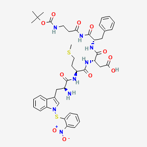 (3S)-3-[[(2S)-2-[[(2S)-2-amino-3-[1-(2-nitrophenyl)sulfanylindol-3-yl]propanoyl]amino]-4-methylsulfanylbutanoyl]amino]-4-[[(2S)-1-[3-[(2-methylpropan-2-yl)oxycarbonylamino]propanoylamino]-1-oxo-3-phenylpropan-2-yl]amino]-4-oxobutanoic acid