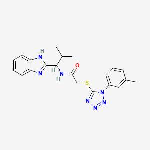 molecular formula C21H23N7OS B12208128 N-[1-(1H-benzimidazol-2-yl)-2-methylpropyl]-2-{[1-(3-methylphenyl)-1H-tetrazol-5-yl]sulfanyl}acetamide 
