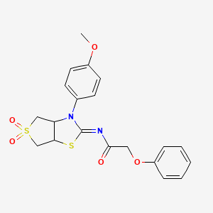 molecular formula C20H20N2O5S2 B12208307 N-[(2Z)-3-(4-methoxyphenyl)-5,5-dioxidotetrahydrothieno[3,4-d][1,3]thiazol-2(3H)-ylidene]-2-phenoxyacetamide 