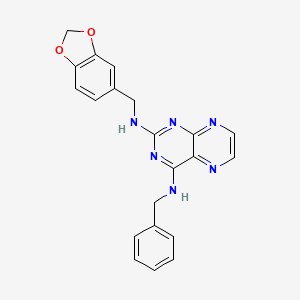 molecular formula C21H18N6O2 B12208568 N~2~-(1,3-benzodioxol-5-ylmethyl)-N~4~-benzylpteridine-2,4-diamine 