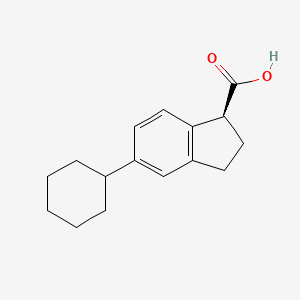 molecular formula C16H20O2 B1220859 1H-Indene-1-carboxylic acid, 5-cyclohexyl-2,3-dihydro-, (S)- CAS No. 31770-74-8
