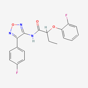 molecular formula C18H15F2N3O3 B12208604 2-(2-fluorophenoxy)-N-[4-(4-fluorophenyl)-1,2,5-oxadiazol-3-yl]butanamide 