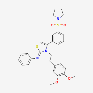 molecular formula C29H31N3O4S2 B12208613 N-[(2Z)-3-[2-(3,4-dimethoxyphenyl)ethyl]-4-[3-(pyrrolidin-1-ylsulfonyl)phenyl]-1,3-thiazol-2(3H)-ylidene]aniline 