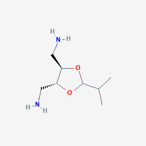 molecular formula C8H18N2O2 B122087 ((4R,5R)-2-isopropyl-1,3-dioxolane-4,5-diyl)dimethanamine CAS No. 146092-05-9
