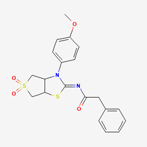 molecular formula C20H20N2O4S2 B12208712 N-[(2Z)-3-(4-methoxyphenyl)-5,5-dioxidotetrahydrothieno[3,4-d][1,3]thiazol-2(3H)-ylidene]-2-phenylacetamide 