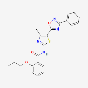 molecular formula C22H20N4O3S B12208724 N-[(2E)-4-methyl-5-(3-phenyl-1,2,4-oxadiazol-5-yl)-1,3-thiazol-2(3H)-ylidene]-2-propoxybenzamide 