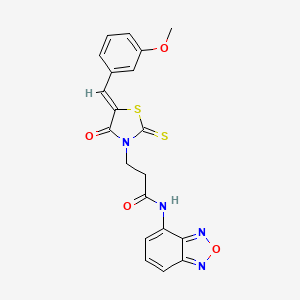molecular formula C20H16N4O4S2 B12208730 N-(benzo[c][1,2,5]oxadiazol-4-yl)-3-(5-(3-methoxybenzylidene)-4-oxo-2-thioxothiazolidin-3-yl)propanamide 