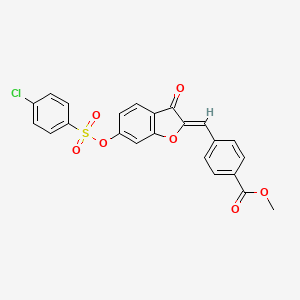 molecular formula C23H15ClO7S B12208816 Methyl 4-({6-[(4-chlorophenyl)sulfonyloxy]-3-oxobenzo[d]furan-2-ylidene}methyl)benzoate 