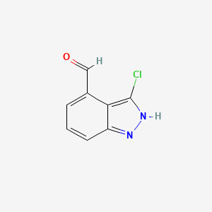 molecular formula C8H5ClN2O B12208862 1h-Indazole-4-carbaldehyde,3-chloro- 