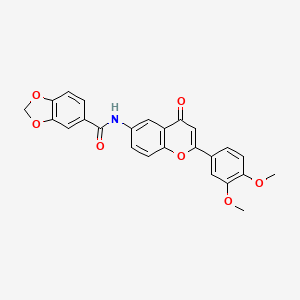 molecular formula C25H19NO7 B12208877 N-[2-(3,4-dimethoxyphenyl)-4-oxo-4H-chromen-6-yl]-1,3-benzodioxole-5-carboxamide 