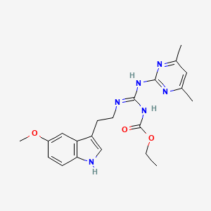 molecular formula C21H26N6O3 B12208941 ethyl [(E)-[(4,6-dimethylpyrimidin-2-yl)amino]{[2-(5-methoxy-1H-indol-3-yl)ethyl]amino}methylidene]carbamate 
