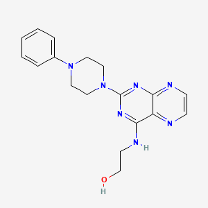 molecular formula C18H21N7O B12208946 2-{[2-(4-Phenylpiperazin-1-yl)pteridin-4-yl]amino}ethanol 