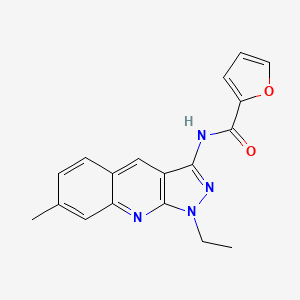 molecular formula C18H16N4O2 B1220895 N-(1-ethyl-7-methyl-3-pyrazolo[3,4-b]quinolinyl)-2-furancarboxamide 