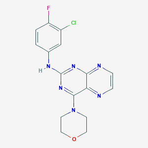 molecular formula C16H14ClFN6O B12208967 N-(3-chloro-4-fluorophenyl)-4-(morpholin-4-yl)pteridin-2-amine 