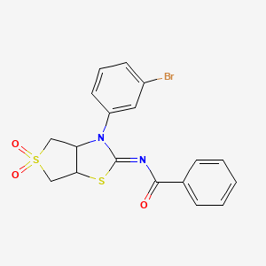 molecular formula C18H15BrN2O3S2 B12209050 N-[(2Z)-3-(3-bromophenyl)-5,5-dioxidotetrahydrothieno[3,4-d][1,3]thiazol-2(3H)-ylidene]benzamide 