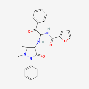 molecular formula C24H22N4O4 B12209076 N-{1-[(1,5-dimethyl-3-oxo-2-phenyl-2,3-dihydro-1H-pyrazol-4-yl)amino]-2-oxo-2-phenylethyl}furan-2-carboxamide 