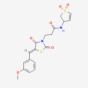molecular formula C18H18N2O6S2 B12209277 N-(1,1-dioxido-2,3-dihydrothiophen-3-yl)-3-[(5Z)-5-(3-methoxybenzylidene)-2,4-dioxo-1,3-thiazolidin-3-yl]propanamide 