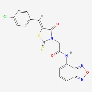 molecular formula C18H11ClN4O3S2 B12209374 N-(2,1,3-benzoxadiazol-4-yl)-2-[(5Z)-5-(4-chlorobenzylidene)-4-oxo-2-thioxo-1,3-thiazolidin-3-yl]acetamide 