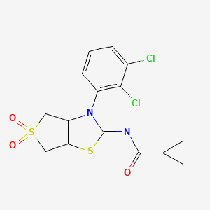 molecular formula C15H14Cl2N2O3S2 B12209547 N-[(2Z)-3-(2,3-dichlorophenyl)-5,5-dioxidotetrahydrothieno[3,4-d][1,3]thiazol-2(3H)-ylidene]cyclopropanecarboxamide 