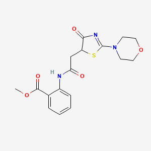 molecular formula C17H19N3O5S B12209620 Methyl 2-({[2-(morpholin-4-yl)-4-oxo-4,5-dihydro-1,3-thiazol-5-yl]acetyl}amino)benzoate 