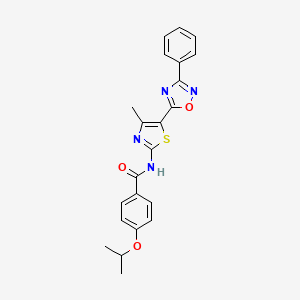 molecular formula C22H20N4O3S B12209636 N-[(2Z)-4-methyl-5-(3-phenyl-1,2,4-oxadiazol-5-yl)-1,3-thiazol-2(3H)-ylidene]-4-(propan-2-yloxy)benzamide 