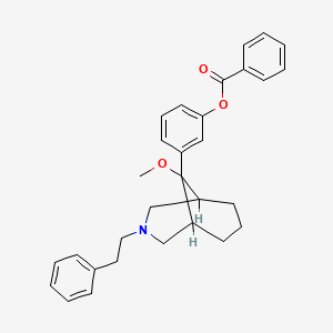 molecular formula C30H33NO3 B1220964 3-(beta-Phenylethyl)-9-beta-methoxy-9alpha-(m-benzoyloxyphenyl)-3-azabicyclo(3,3,1)nonane CAS No. 135052-77-6