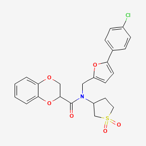 molecular formula C24H22ClNO6S B12209683 N-{[5-(4-chlorophenyl)furan-2-yl]methyl}-N-(1,1-dioxidotetrahydrothiophen-3-yl)-2,3-dihydro-1,4-benzodioxine-2-carboxamide 