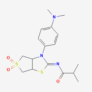 molecular formula C17H23N3O3S2 B12209690 N-[(2E)-3-[4-(dimethylamino)phenyl]-5,5-dioxidotetrahydrothieno[3,4-d][1,3]thiazol-2(3H)-ylidene]-2-methylpropanamide 
