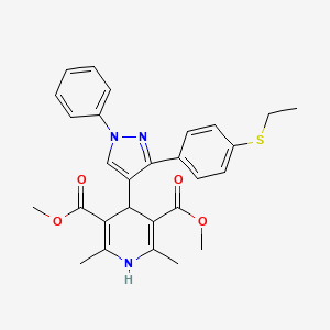 molecular formula C28H29N3O4S B12209746 dimethyl 4-{3-[4-(ethylsulfanyl)phenyl]-1-phenyl-1H-pyrazol-4-yl}-2,6-dimethyl-1,4-dihydropyridine-3,5-dicarboxylate 