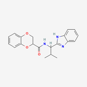molecular formula C20H21N3O3 B12209758 N-[1-(1H-benzimidazol-2-yl)-2-methylpropyl]-2,3-dihydro-1,4-benzodioxine-2-carboxamide 