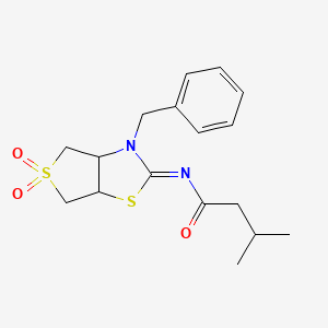 molecular formula C17H22N2O3S2 B12209794 N-[(2Z)-3-benzyl-5,5-dioxidotetrahydrothieno[3,4-d][1,3]thiazol-2(3H)-ylidene]-3-methylbutanamide 