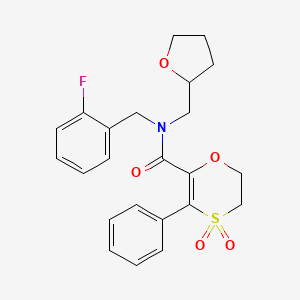 molecular formula C23H24FNO5S B12209797 N-(2-fluorobenzyl)-3-phenyl-N-(tetrahydrofuran-2-ylmethyl)-5,6-dihydro-1,4-oxathiine-2-carboxamide 4,4-dioxide 