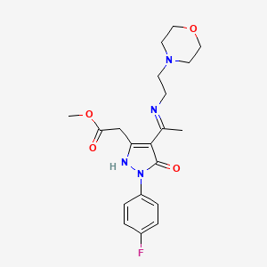 molecular formula C20H25FN4O4 B12209843 methyl [(4Z)-1-(4-fluorophenyl)-4-(1-{[2-(morpholin-4-yl)ethyl]amino}ethylidene)-5-oxo-4,5-dihydro-1H-pyrazol-3-yl]acetate 