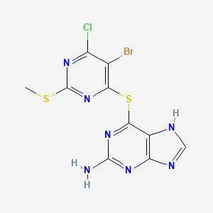 1H-Purin-2-amine, 6-((5-bromo-6-chloro-2-(methylthio)-4-pyrimidinyl)thio)-
