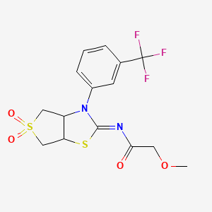 molecular formula C15H15F3N2O4S2 B12209965 N-[(2E)-5,5-dioxido-3-[3-(trifluoromethyl)phenyl]tetrahydrothieno[3,4-d][1,3]thiazol-2(3H)-ylidene]-2-methoxyacetamide 