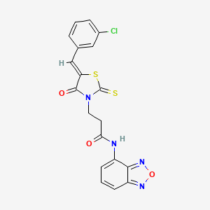 molecular formula C19H13ClN4O3S2 B12210320 N-(2,1,3-benzoxadiazol-4-yl)-3-[(5Z)-5-(3-chlorobenzylidene)-4-oxo-2-thioxo-1,3-thiazolidin-3-yl]propanamide 