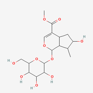 molecular formula C17H26O10 B1221033 Methyl 6-hydroxy-7-methyl-1-[3,4,5-trihydroxy-6-(hydroxymethyl)oxan-2-yl]oxy-1,4a,5,6,7,7a-hexahydrocyclopenta[c]pyran-4-carboxylate 